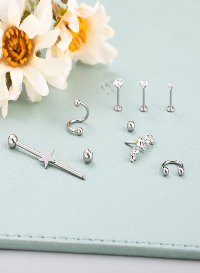 NICEIGHT 20Pcs 316L Stainless Steel Industrial Barbell Earring Cartilage Earring Helix Tragus Studs Conch Daith Piercing Jewelry S - Image 4